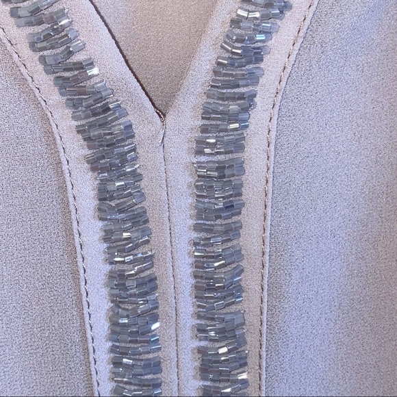 Honey Punch | Beaded Grey Blouse V-Neck Small - Picture 8 of 12